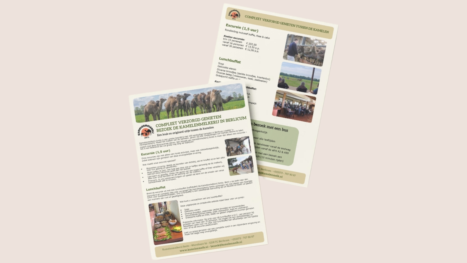 Flyers Kamelenmelkerij Smits